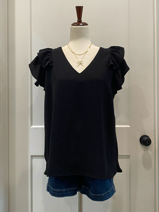 Ruffle Edge V-Neck Top