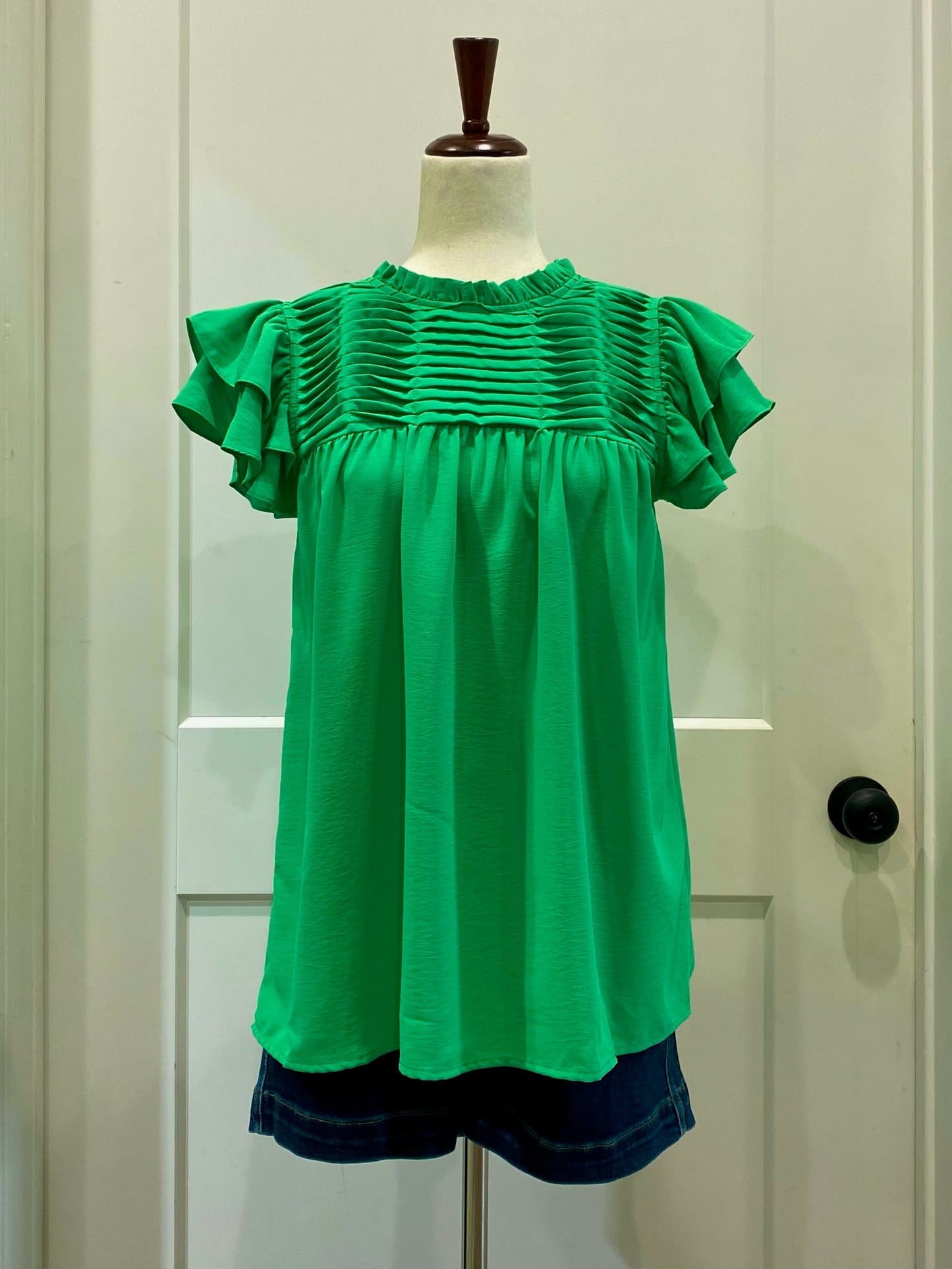 Ruffle Sleeve Pleated York Top