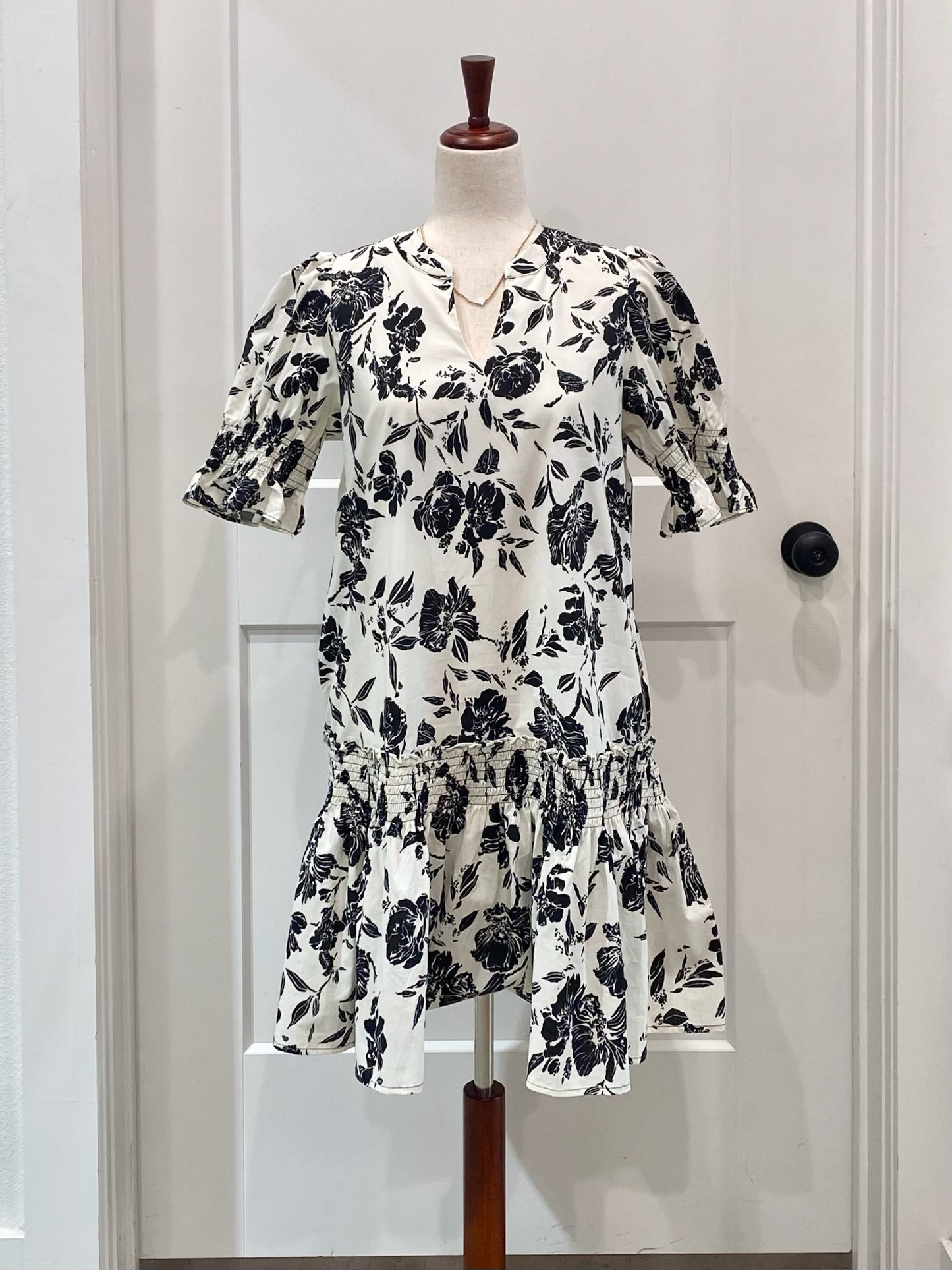 Smocked Sleeve Floral Dress
