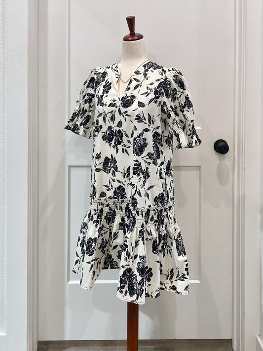 Smocked Sleeve Floral Dress