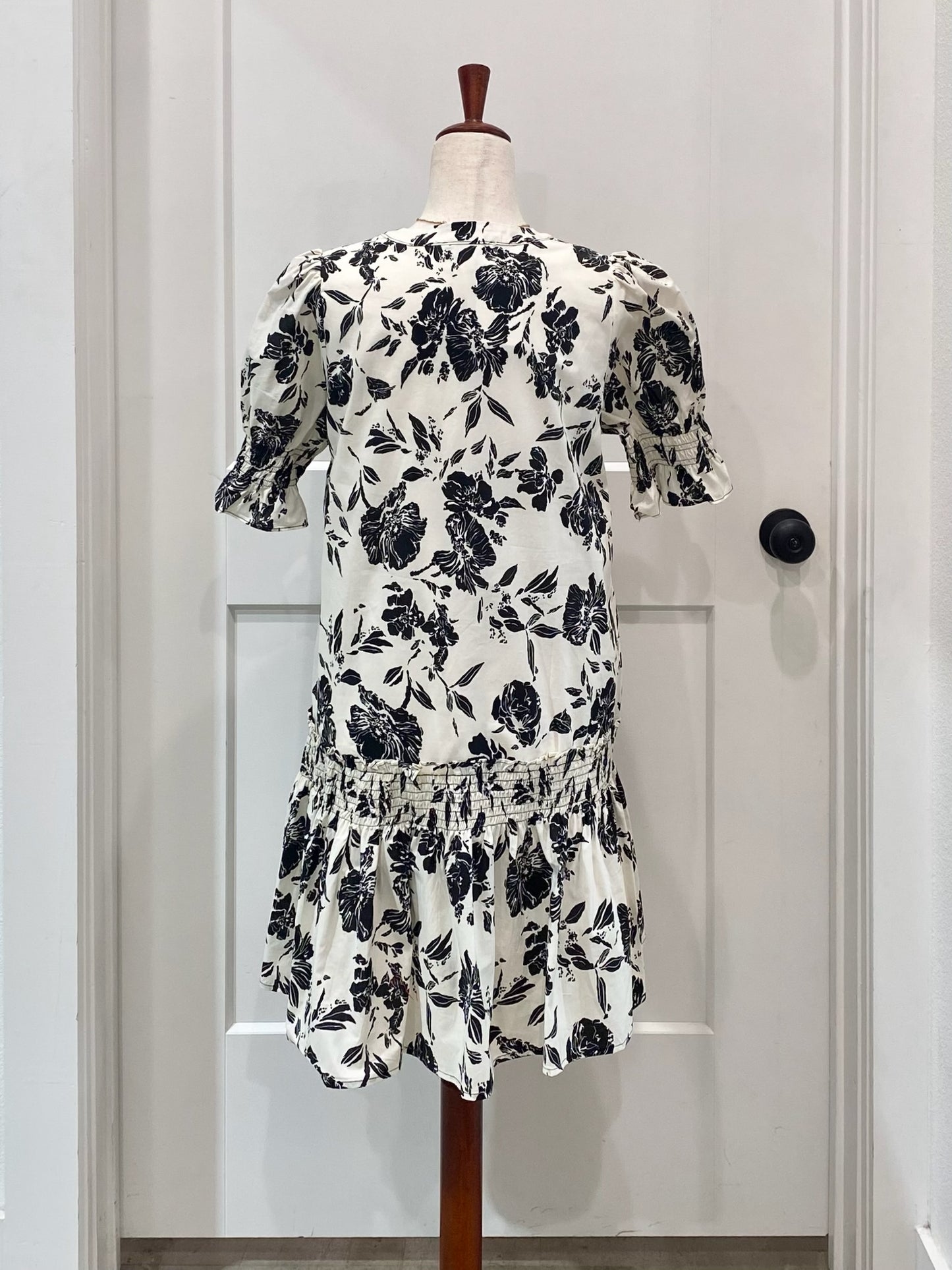 Smocked Sleeve Floral Dress