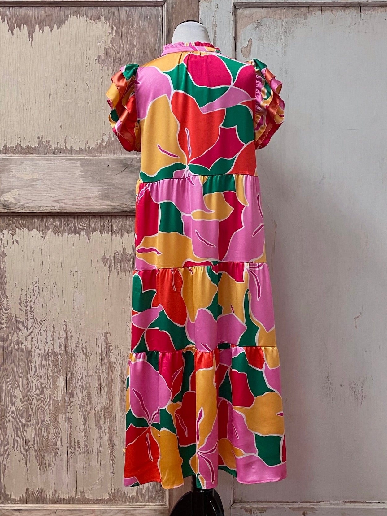 Satin Abstract Print Maxi Dress | S-2XL