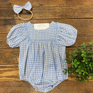 Gingham Romper with Matching Bow