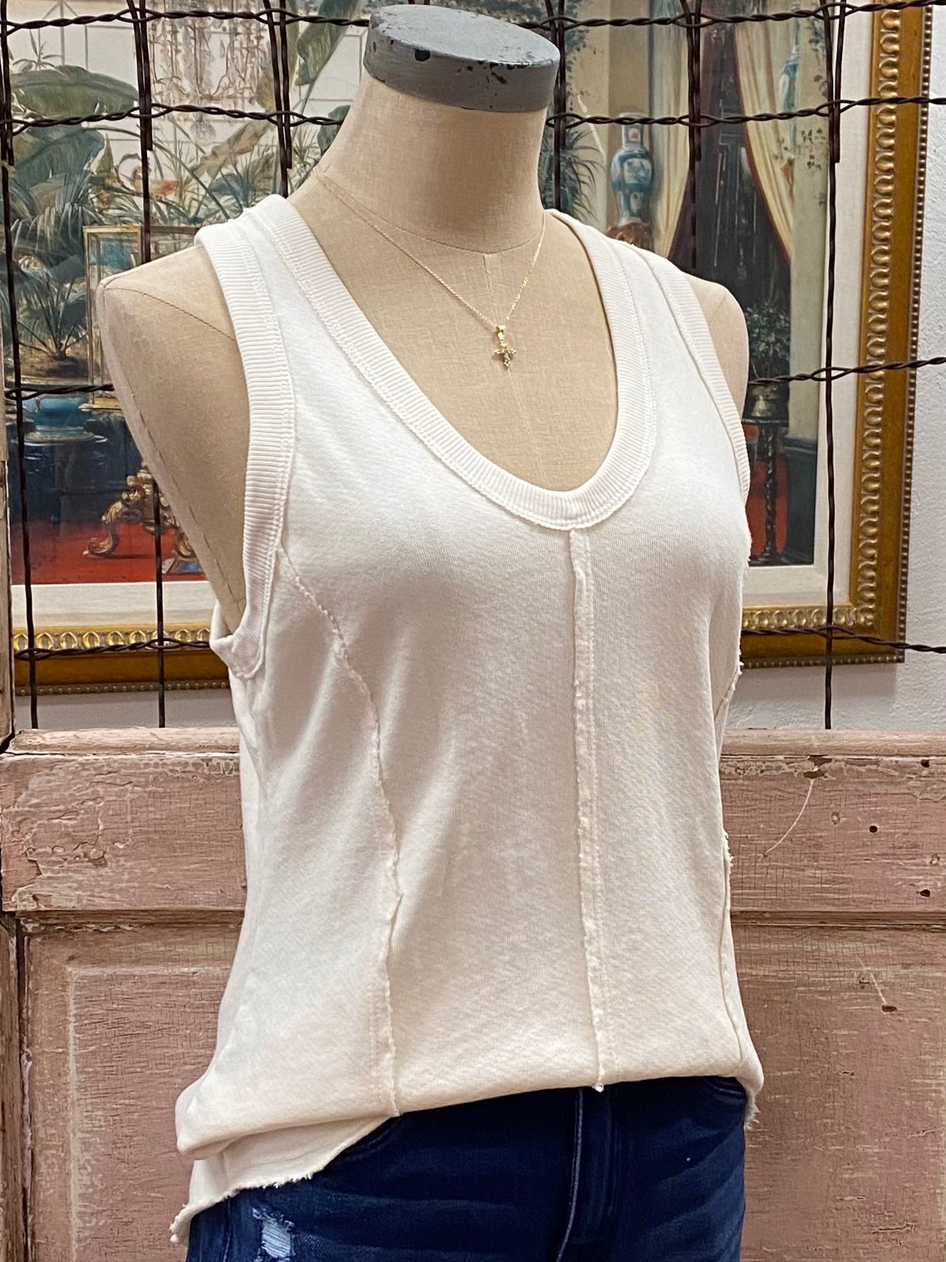 Washed Loose Fit FRENCH TERRY Racerback Tank Top