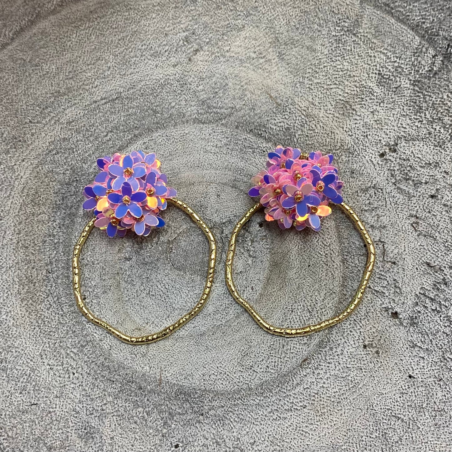 Iridescent Flower Hoop Earrings