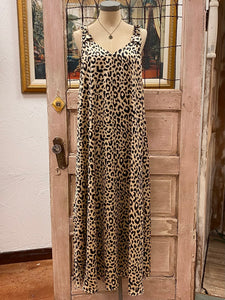 Leopard Print V Neck Maxi Dress