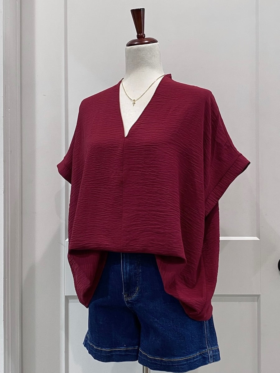 Oversized V Neck Folded Top
