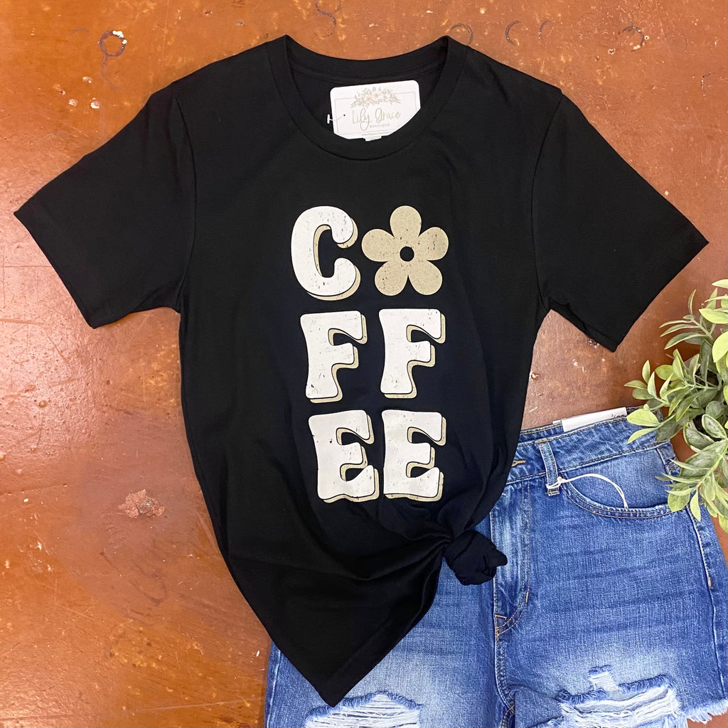"Coffee" Retro Daisy Tee