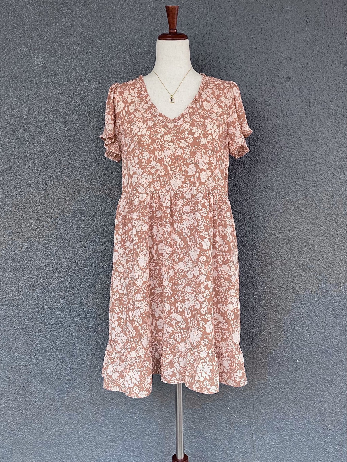 Flower Print Ruffle Detail Dress