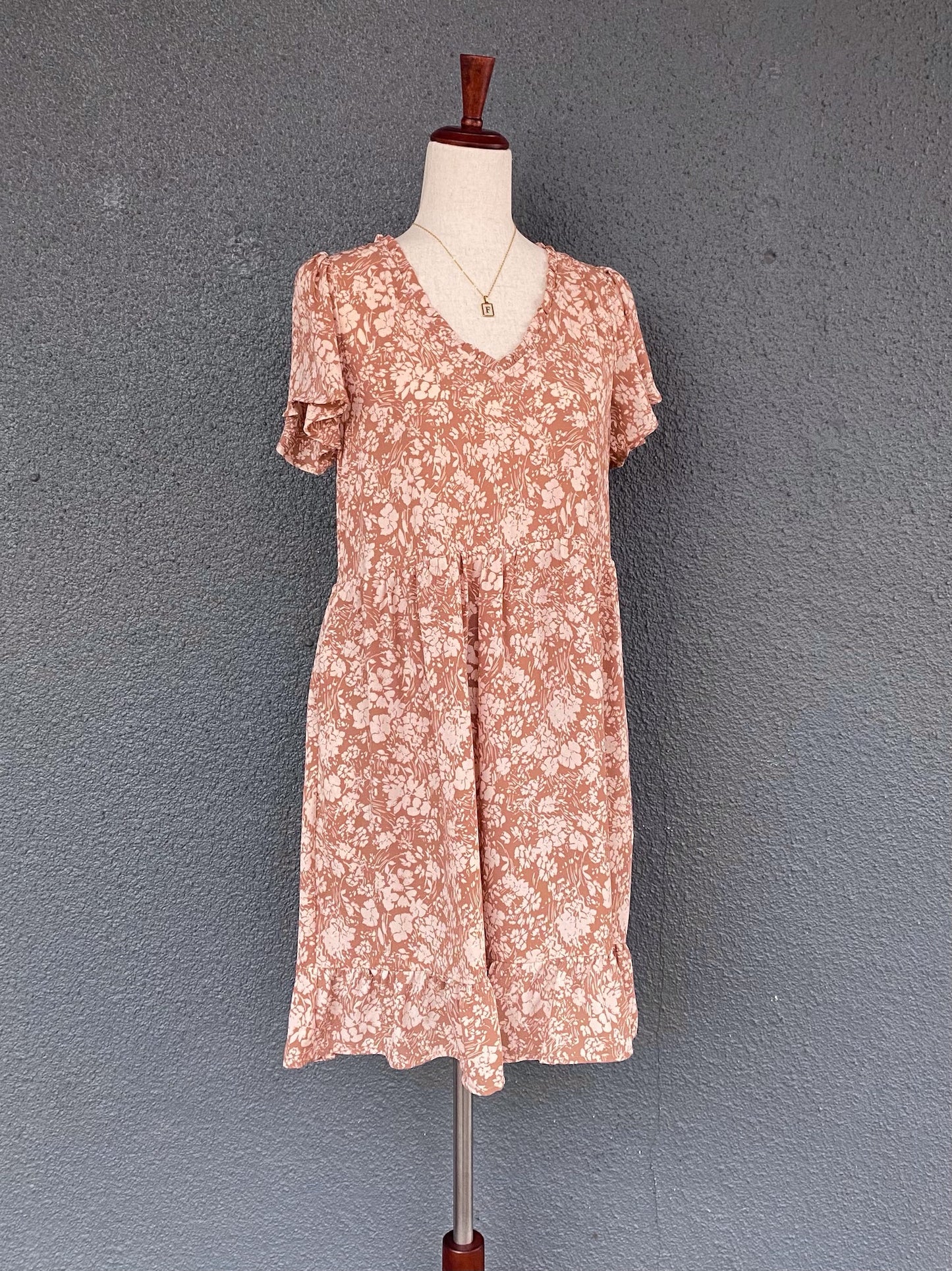 Flower Print Ruffle Detail Dress