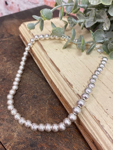 Textured Silver Beaded 8MM Necklace
