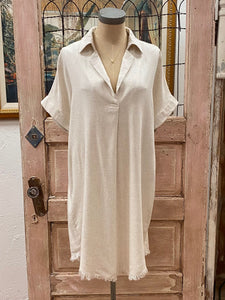 Linen Blend Short Sleeve Dress - S-2XL