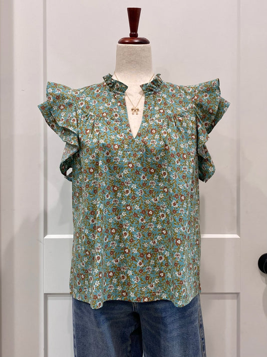 Sage Floral Top