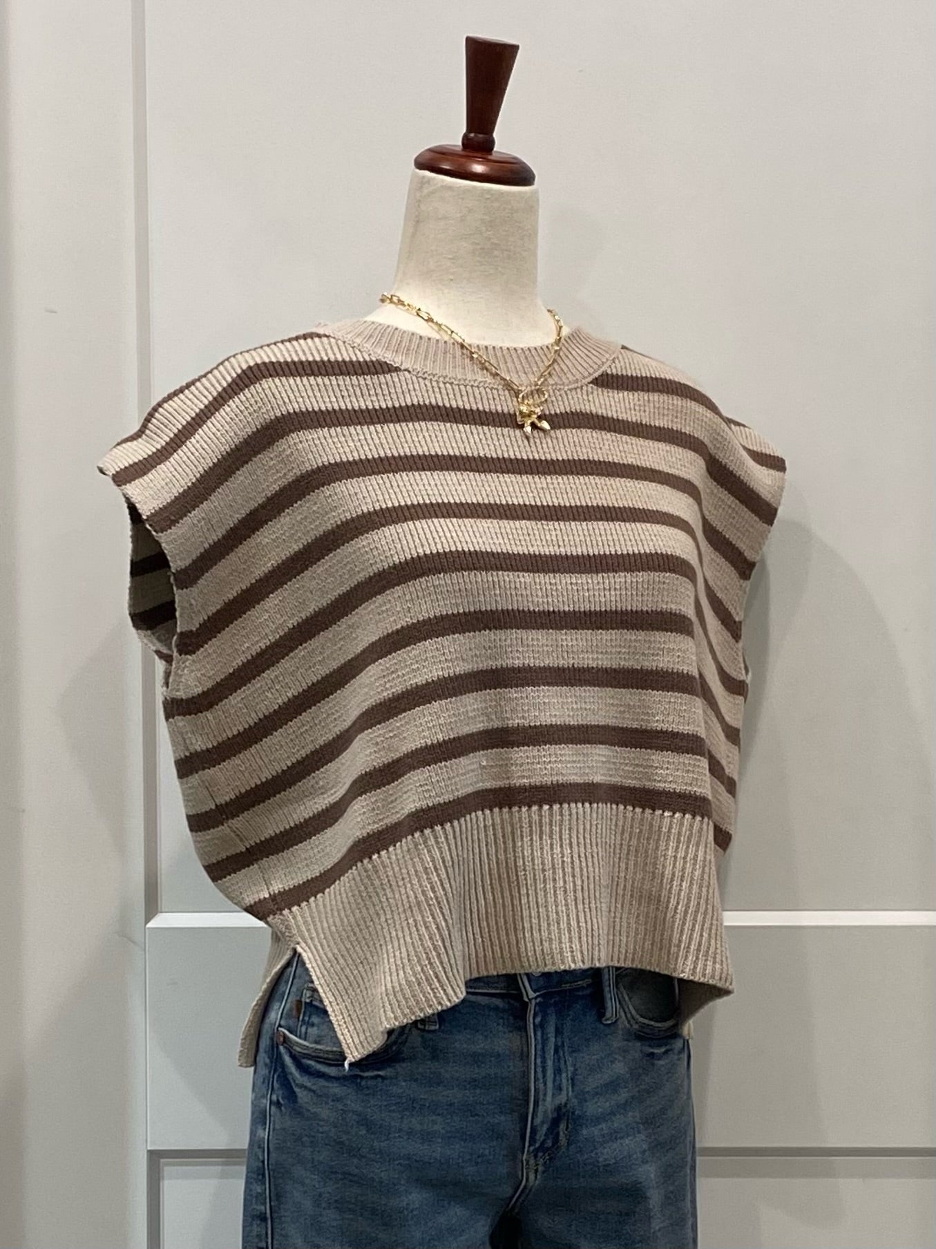 Striped Cap Sleeve Sweater Top