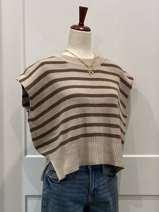Striped Cap Sleeve Sweater Top