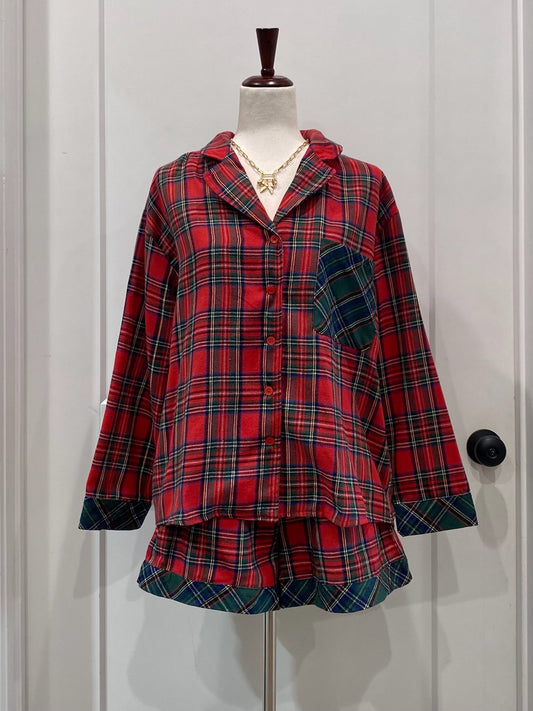 Plaid Pajama Short Set