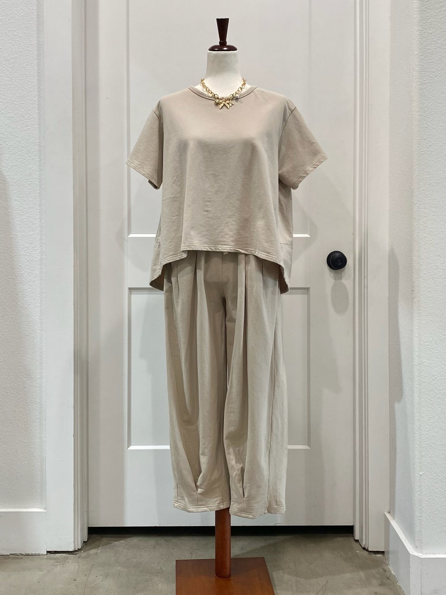 Washed Pleated Top and Pant Set