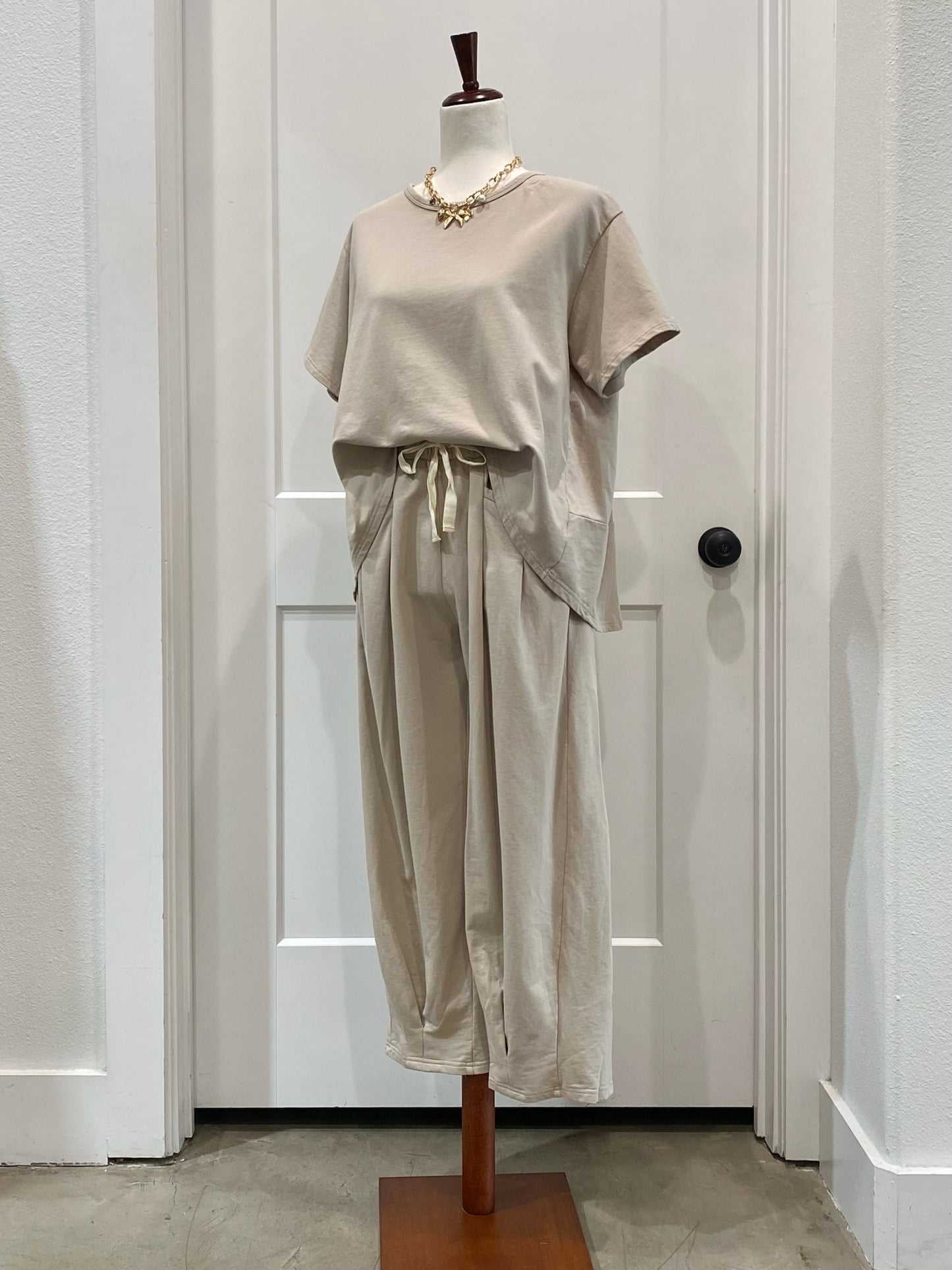 Washed Pleated Top and Pant Set