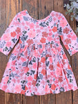 Floral 3/4 Sleeve Pocket Twirl Dress