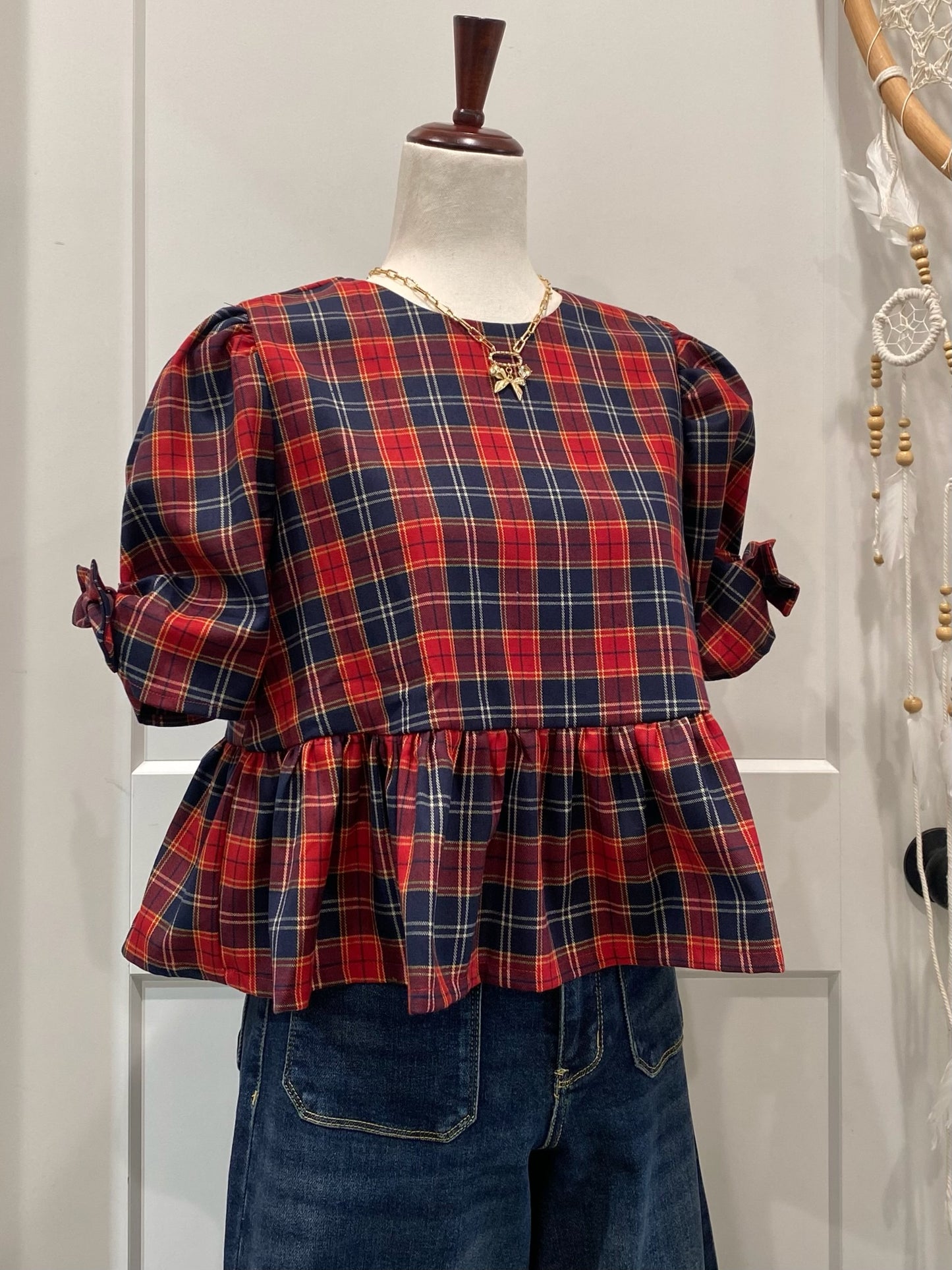 Plaid Ribbon Top