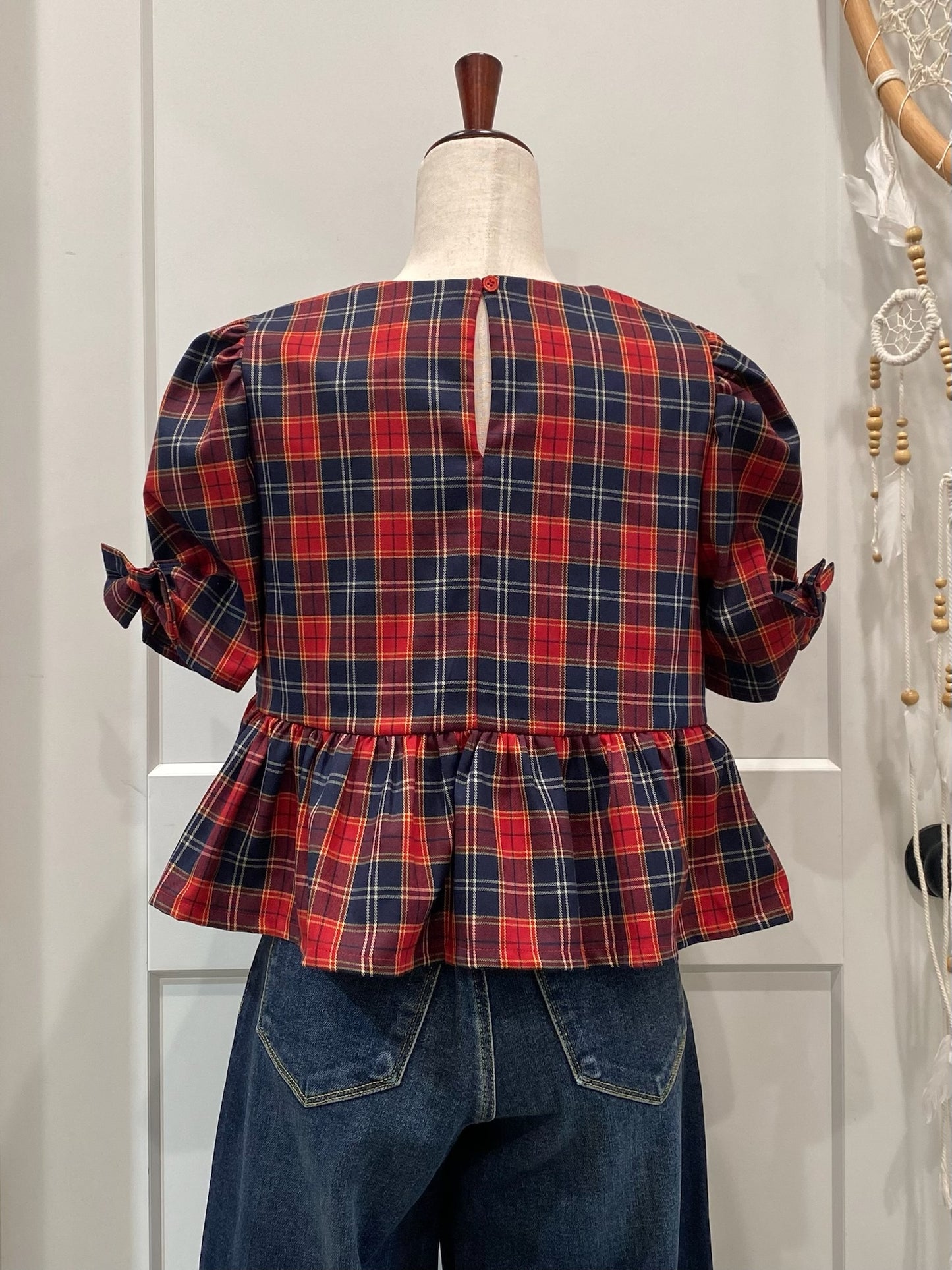 Plaid Ribbon Top