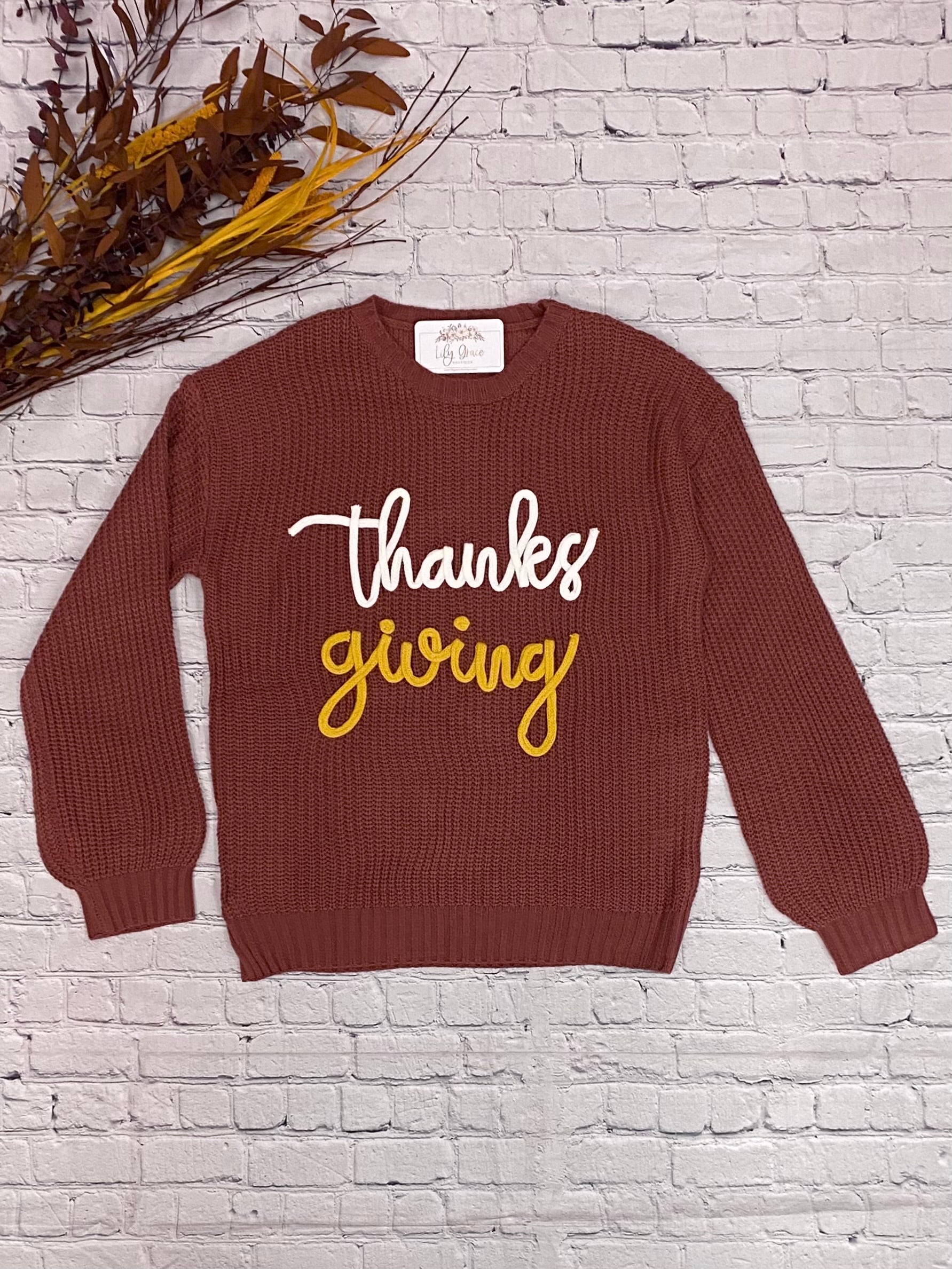 Thanksgiving Embroidered Sweater