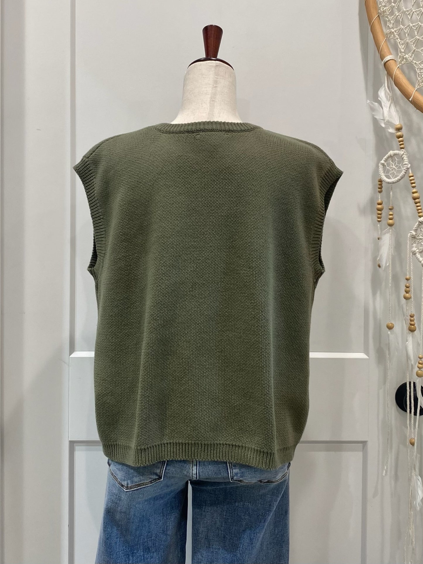Western Graphic Cap Sleeve Sweater
