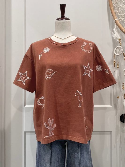 Snow Washed Western Boxy T-Shirt