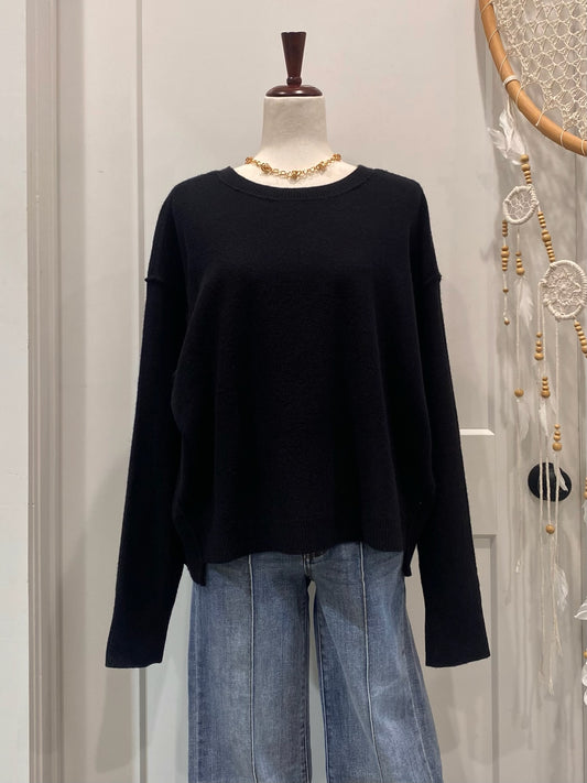 Exposed Seams Black Sweater