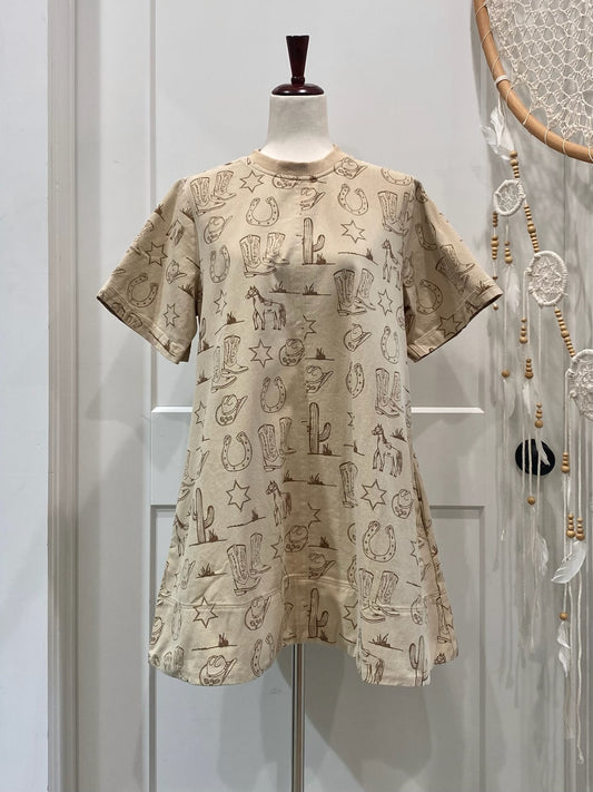 Mineral Washed Denim Western Dress