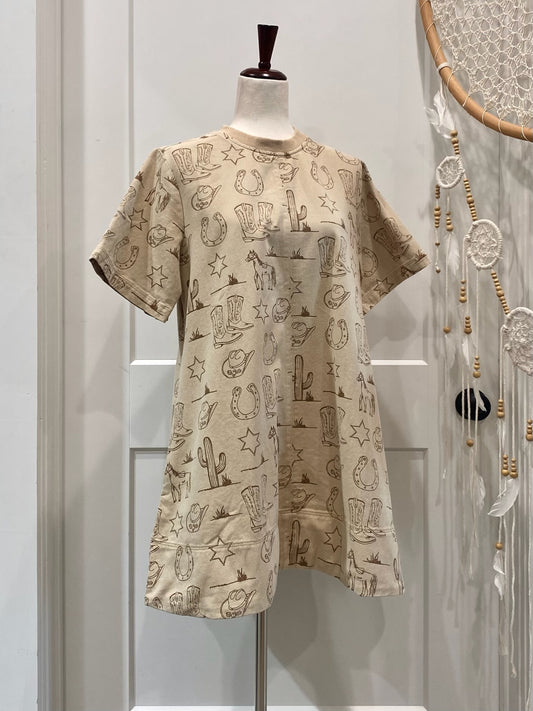 Mineral Washed Denim Western Dress