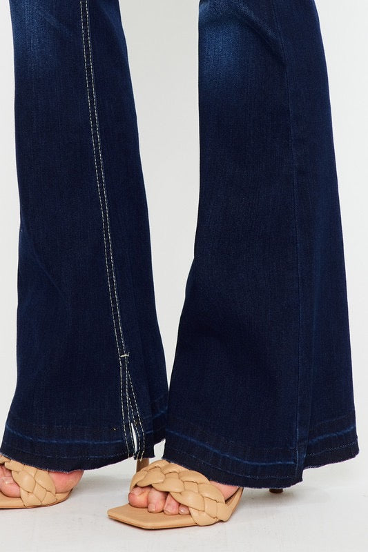 Mid Rise Detailed Hem Flare Jeans by KanCan