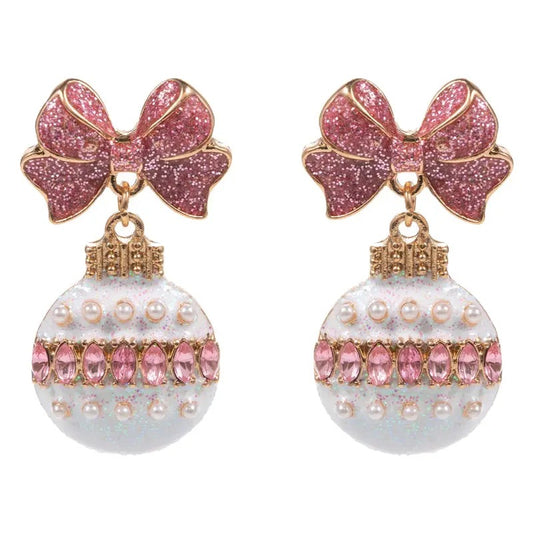 Rhinestone and Bow Ornament Earring