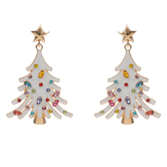 Rhinestone Christmas Tree Earrings