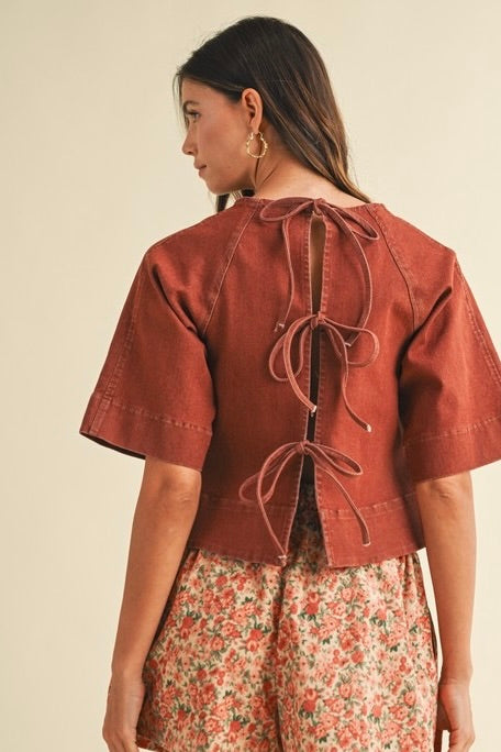 Denim Tie Back Top