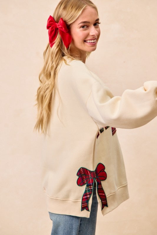 "Merry" Plaid Fleece Sweatshirt