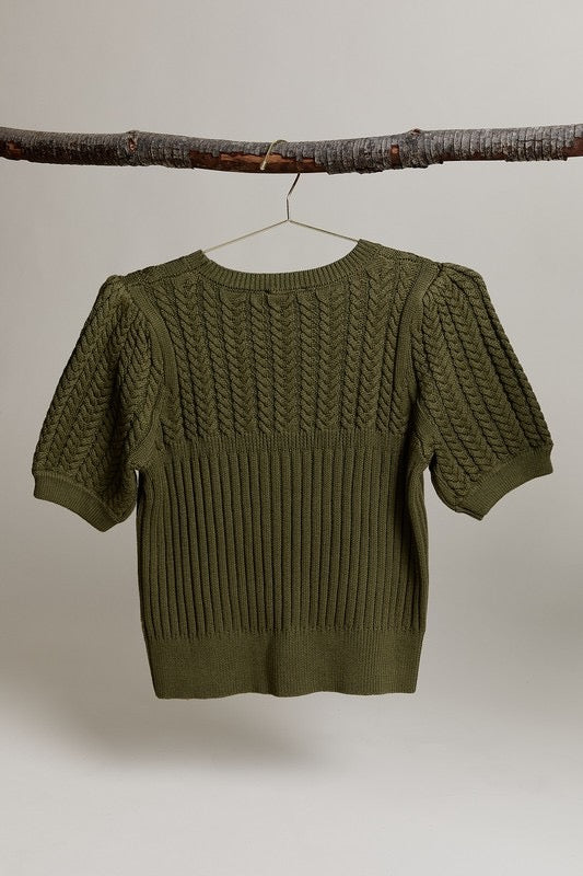 Puff Sleeve Cable Sweater