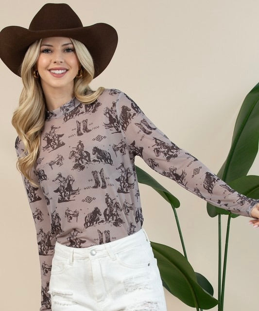 Western Cowboy Mesh Shirt