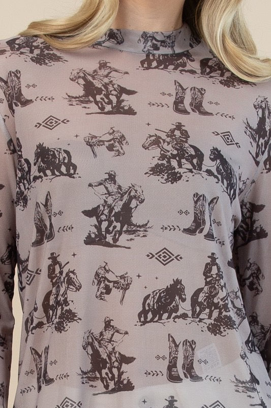 Western Cowboy Mesh Shirt