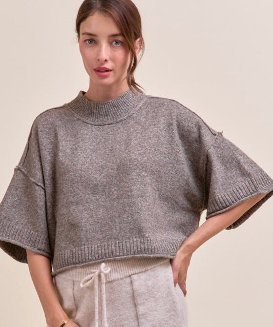Marled Knit Mock Neck Sweater