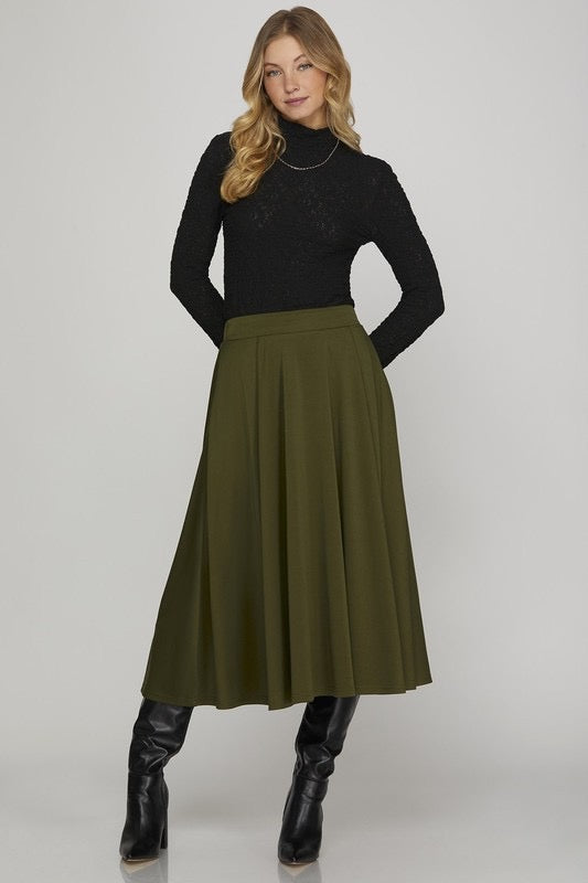 Pleated Midi Skirt