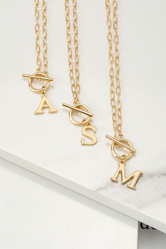 Toggle Closure Initial Necklace