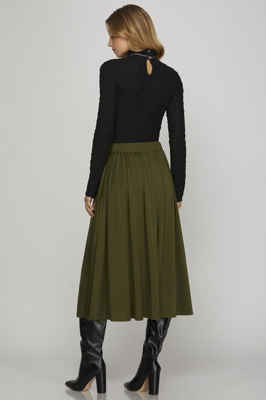 Pleated Midi Skirt