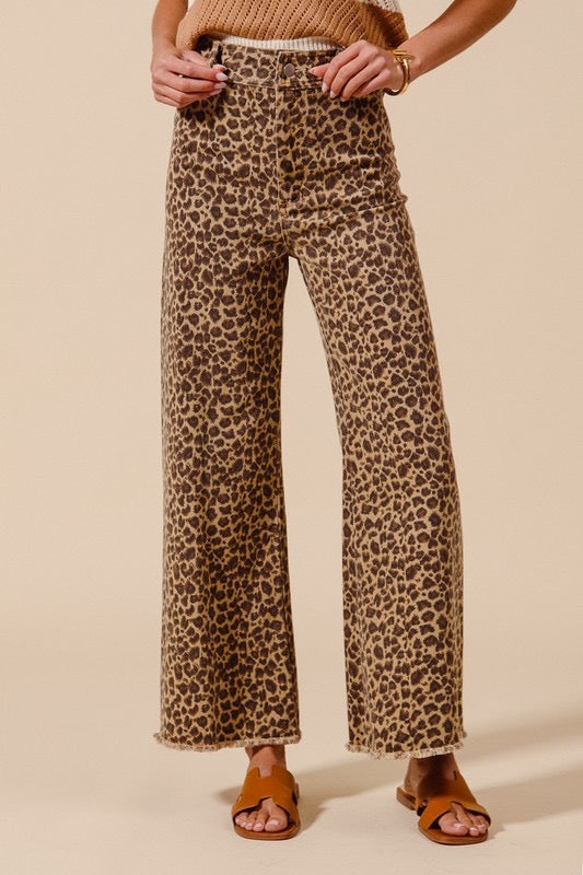Wide Leg Leopard Pants