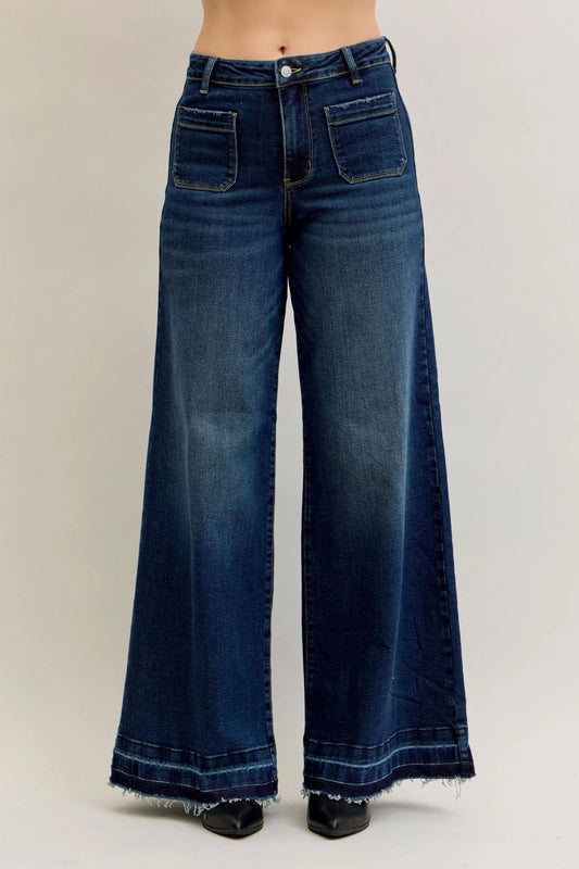 HW Palazzo Front Patch Pockets Jeans