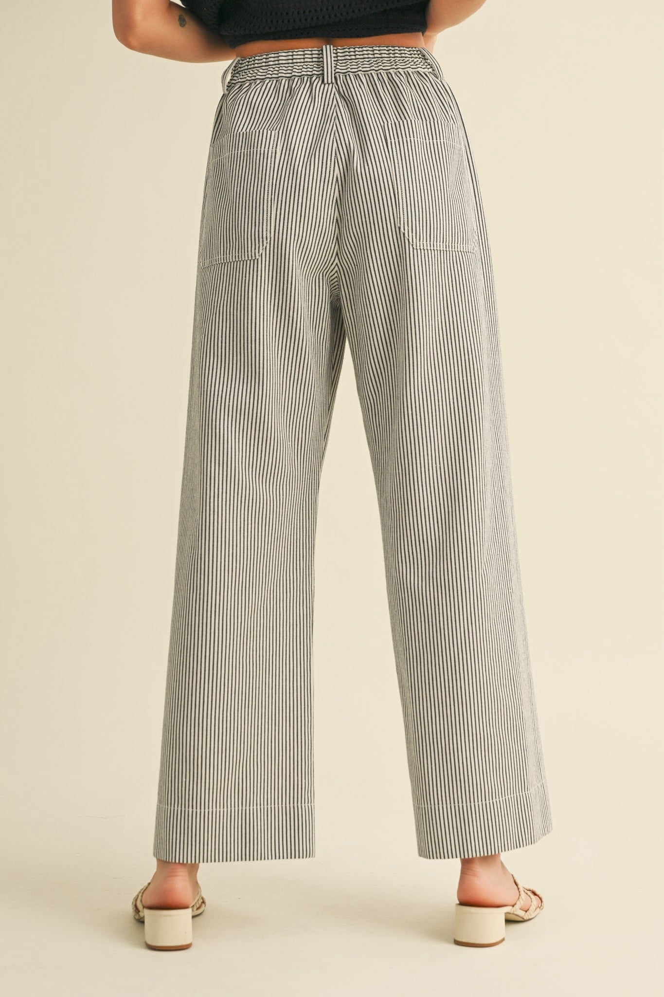 Striped Cropped Wide Leg Pants