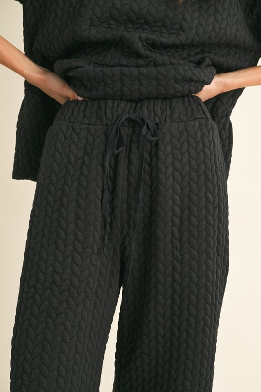 Quilted Peplum Knit Pant Set