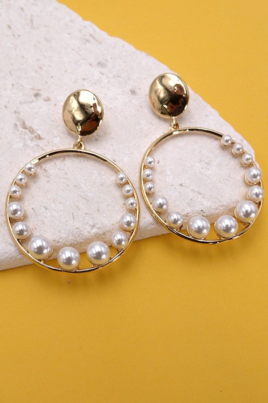 Pearl Round Drop Earrings