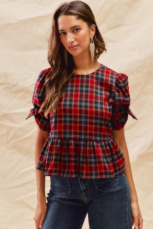 Plaid Ribbon Top