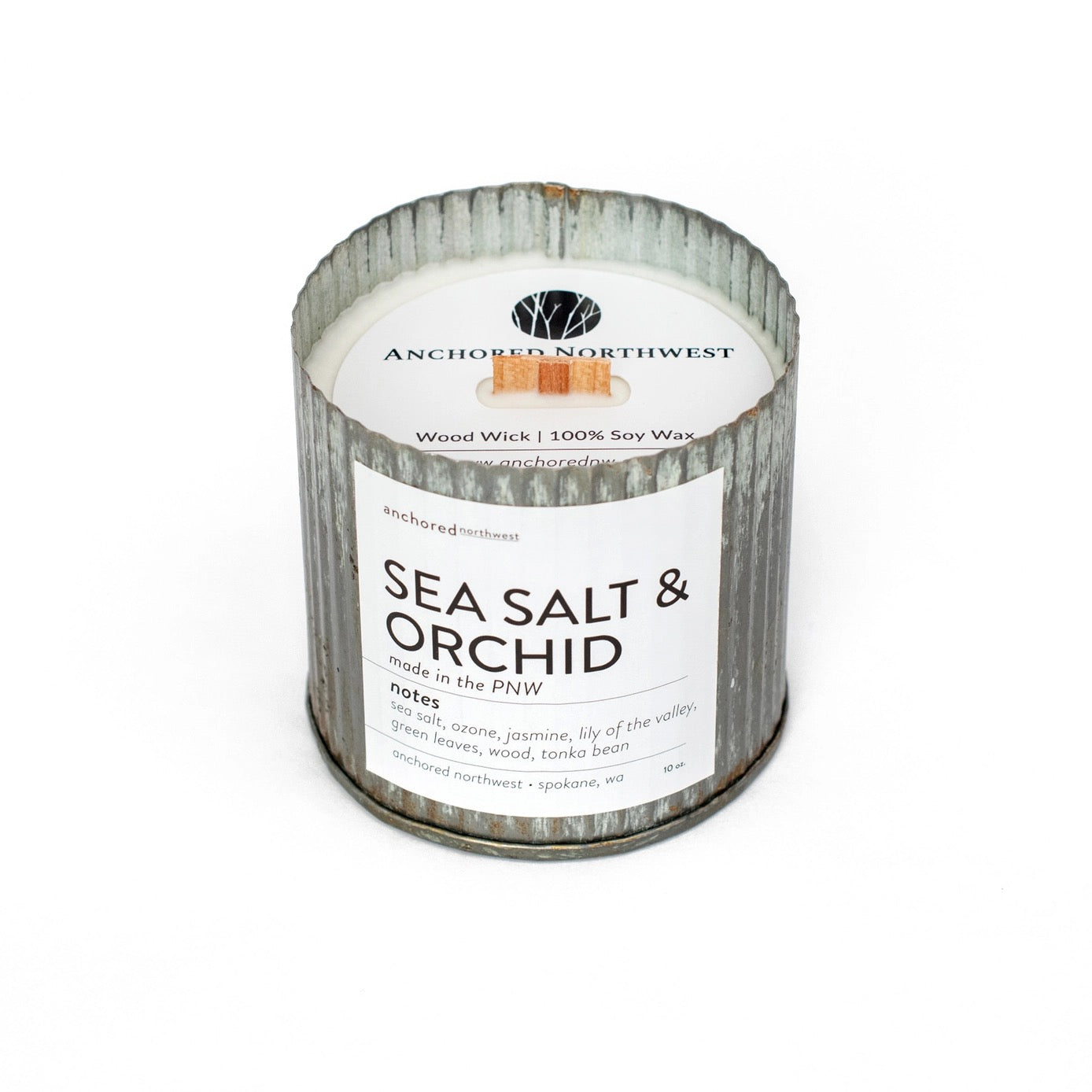 Sea Salt & Orchid Wood Wick Rustic Farmhouse Soy Candle